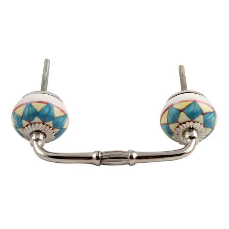 Turquoise and Yellow Ceramic Bridge Handle